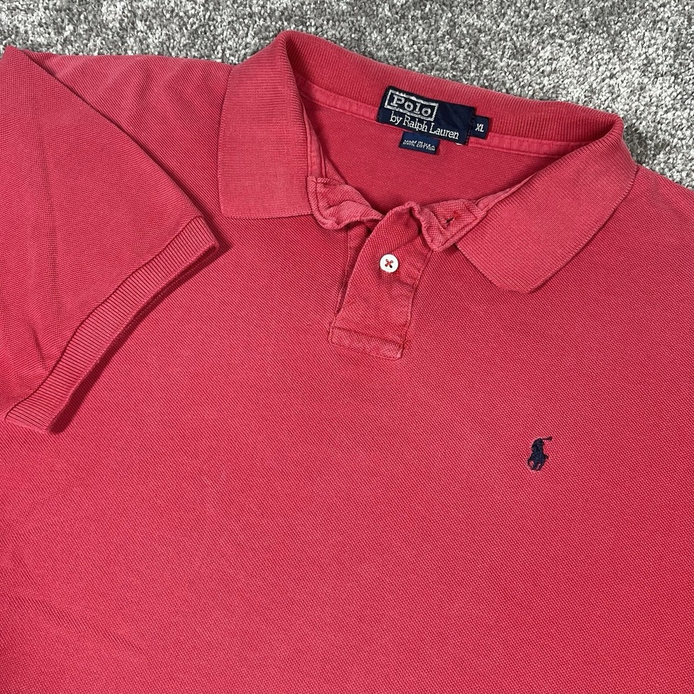 Vintage 80s 90s Polo Ralph Lauren Polo Mens XL Made In USA Red Cotton Pony